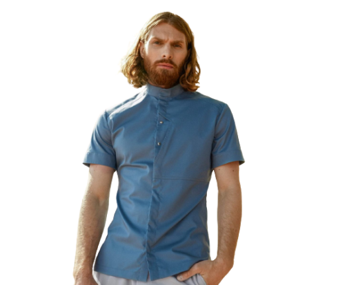 ВМ0020 Рубашка с карманом-обманкой  (52, Голубой,  Стрейч 145)