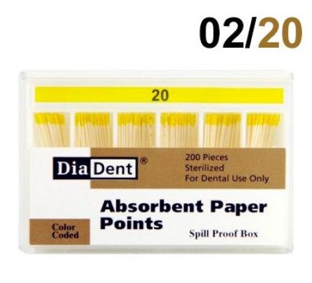 Бумажные штифты DiaDent 02 №20, (200шт), DiaDent / Корея