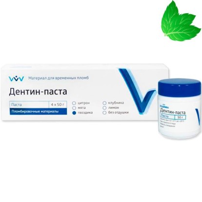 Дентин-паста (мята) - для временного пломбирования зубов (50г), ВладМива / Россия