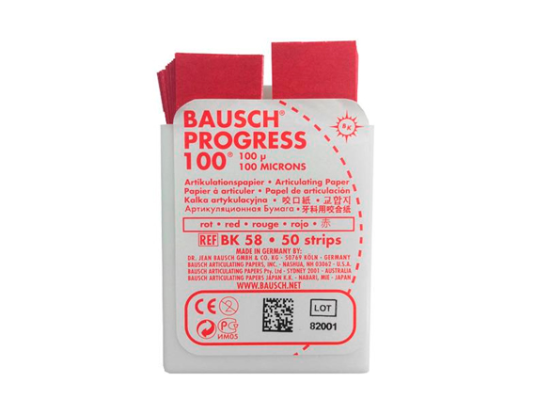Артикуляционная бумага Bausch BK 58 - прямая, красная (100мкм, 50шт), Bausch / Германия
